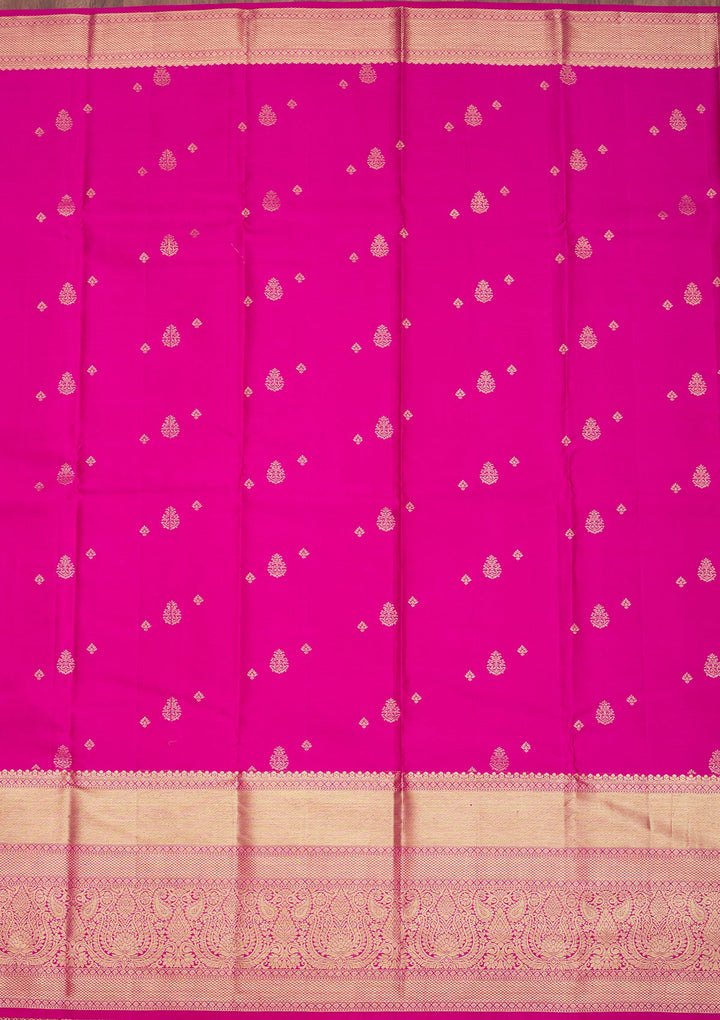 Rani Pink Zariwork Pure Silk Saree