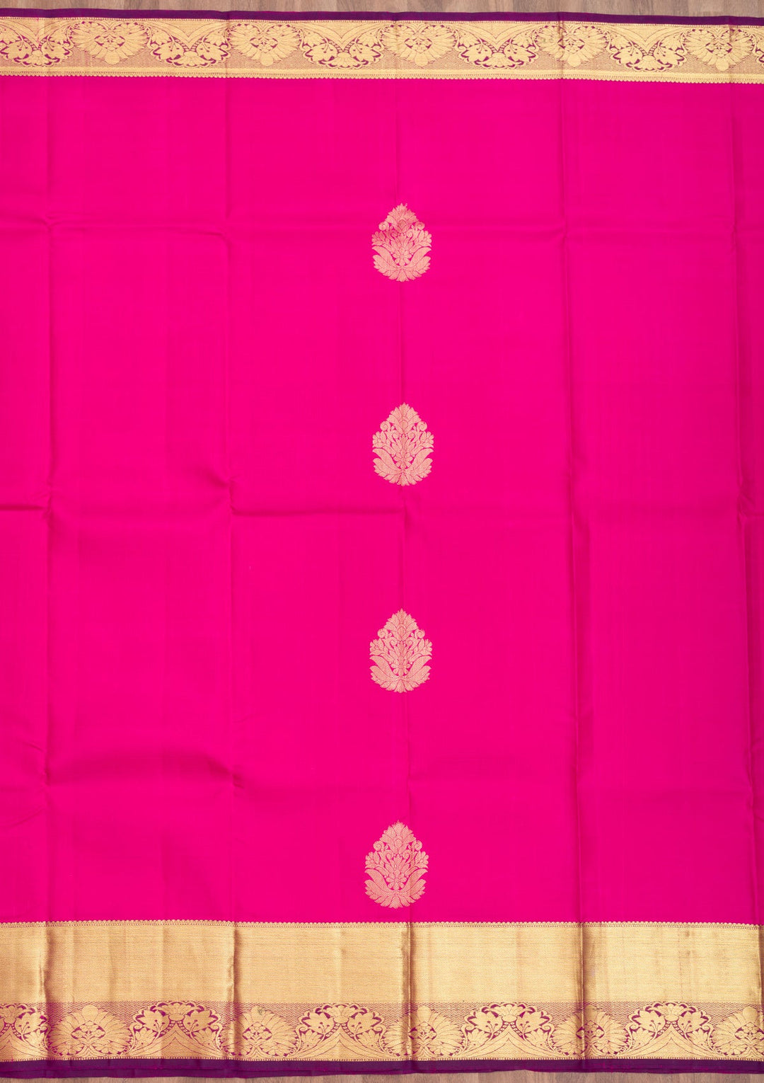 Rani Pink Zariwork Pure Silk Saree-Koskii