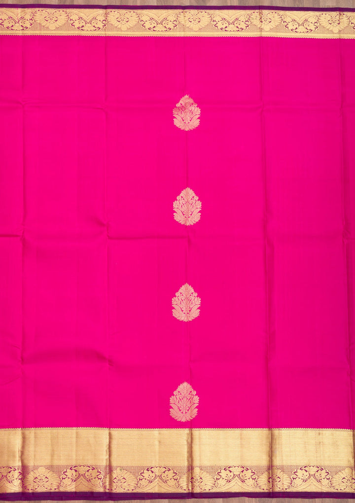 Rani Pink Zariwork Pure Silk Saree-Koskii