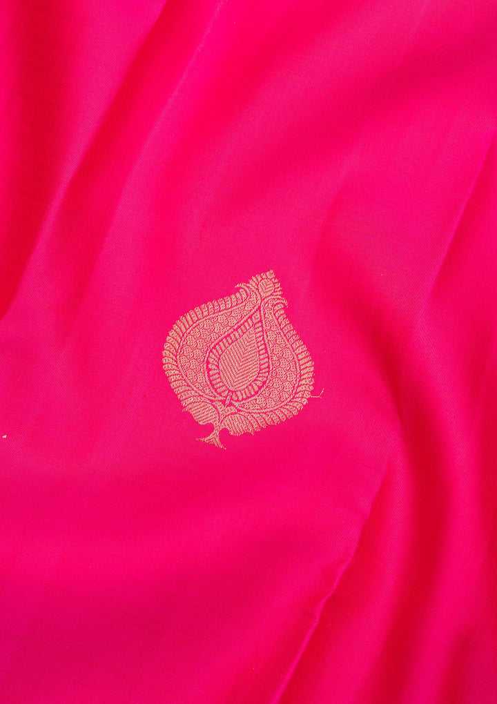 Rani Pink Zariwork Pure Silk Saree-Koskii