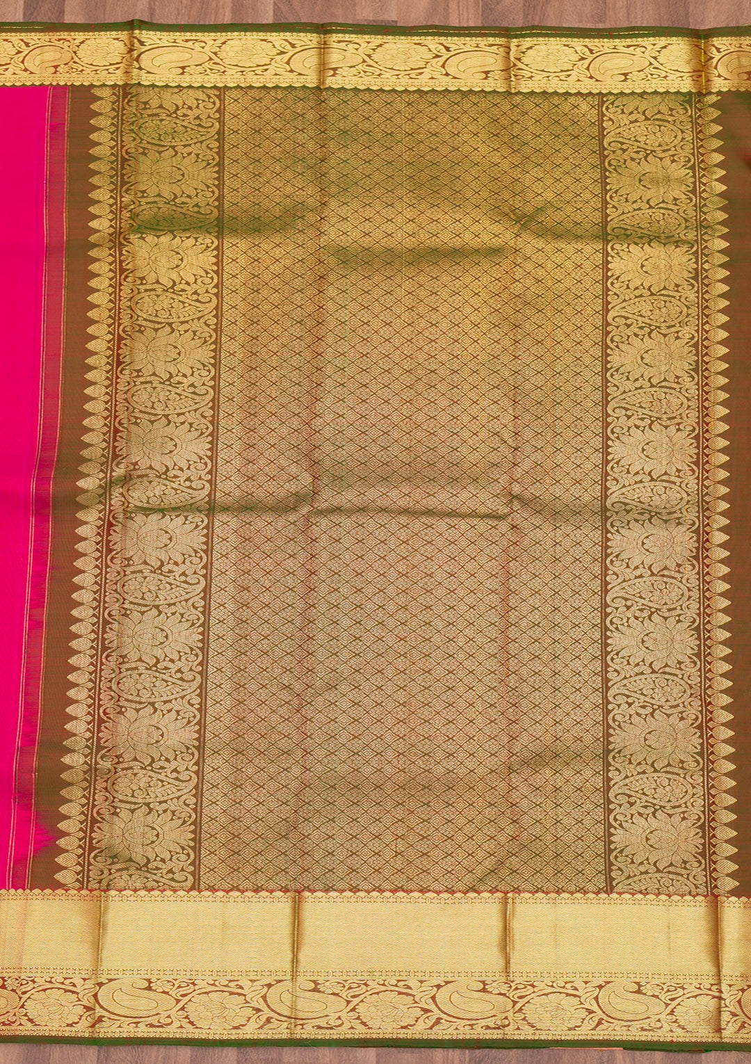 Rani Pink Zariwork Pure Silk Saree-Koskii