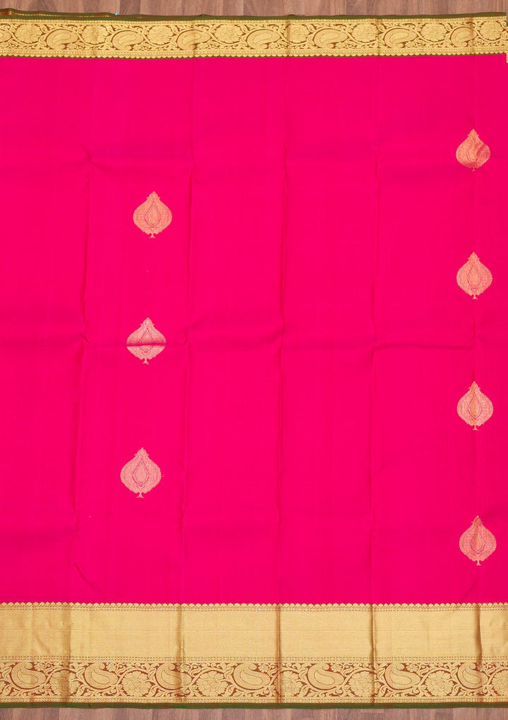 Rani Pink Zariwork Pure Silk Saree-Koskii