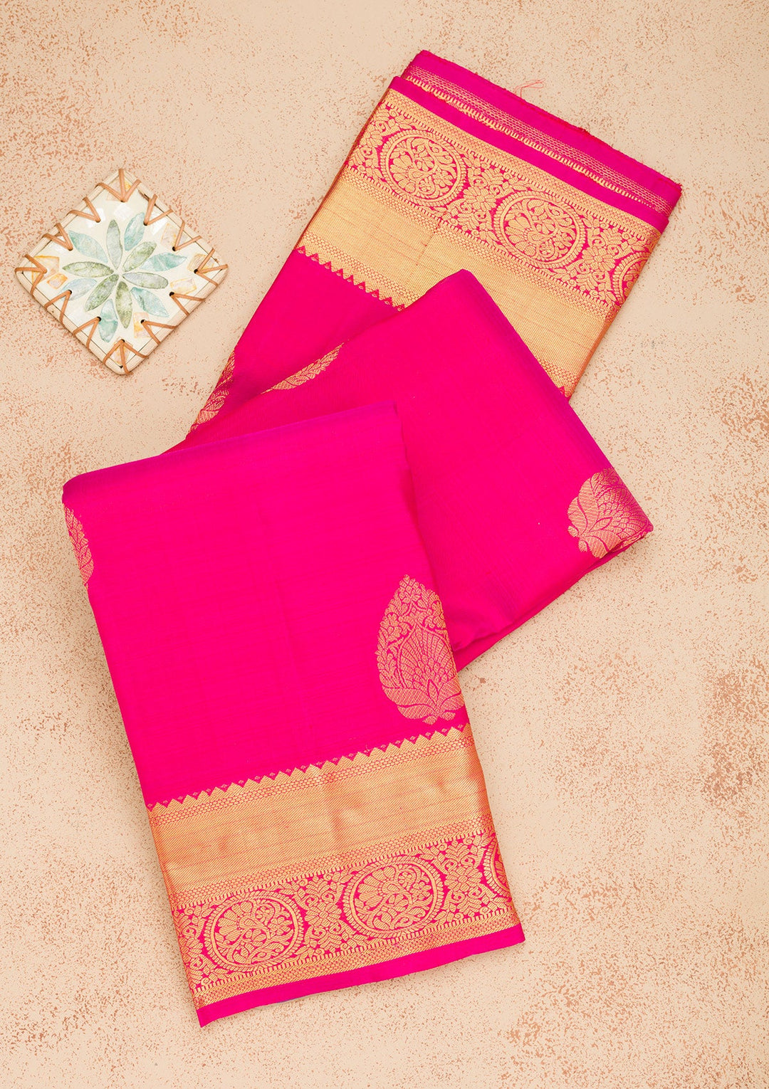 Rani Pink Zariwork Pure Silk Saree-Koskii