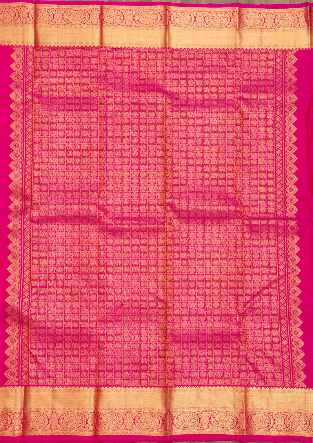 Rani Pink Zariwork Pure Silk Saree-Koskii