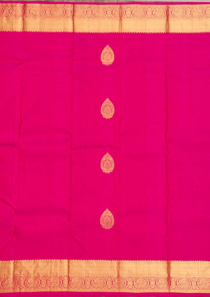Rani Pink Zariwork Pure Silk Saree-Koskii