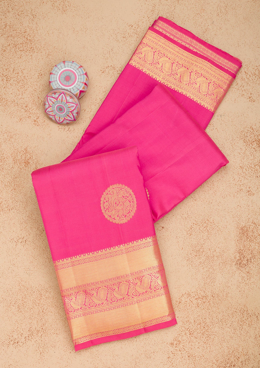 Rani Pink Zariwork Pure Silk Saree-Koskii