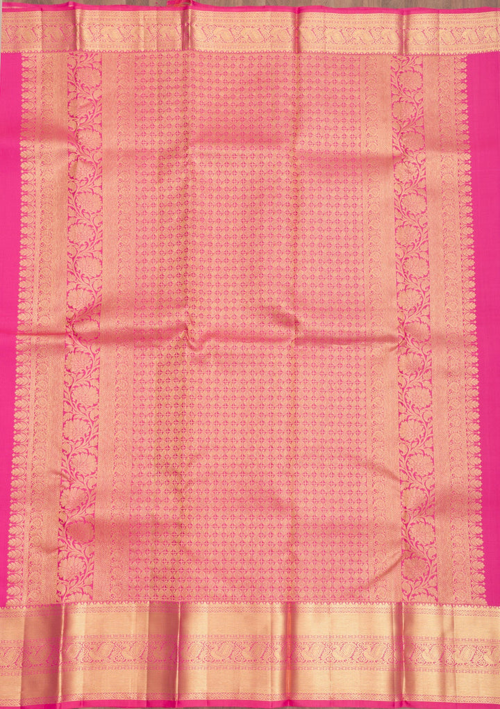 Rani Pink Zariwork Pure Silk Saree-Koskii