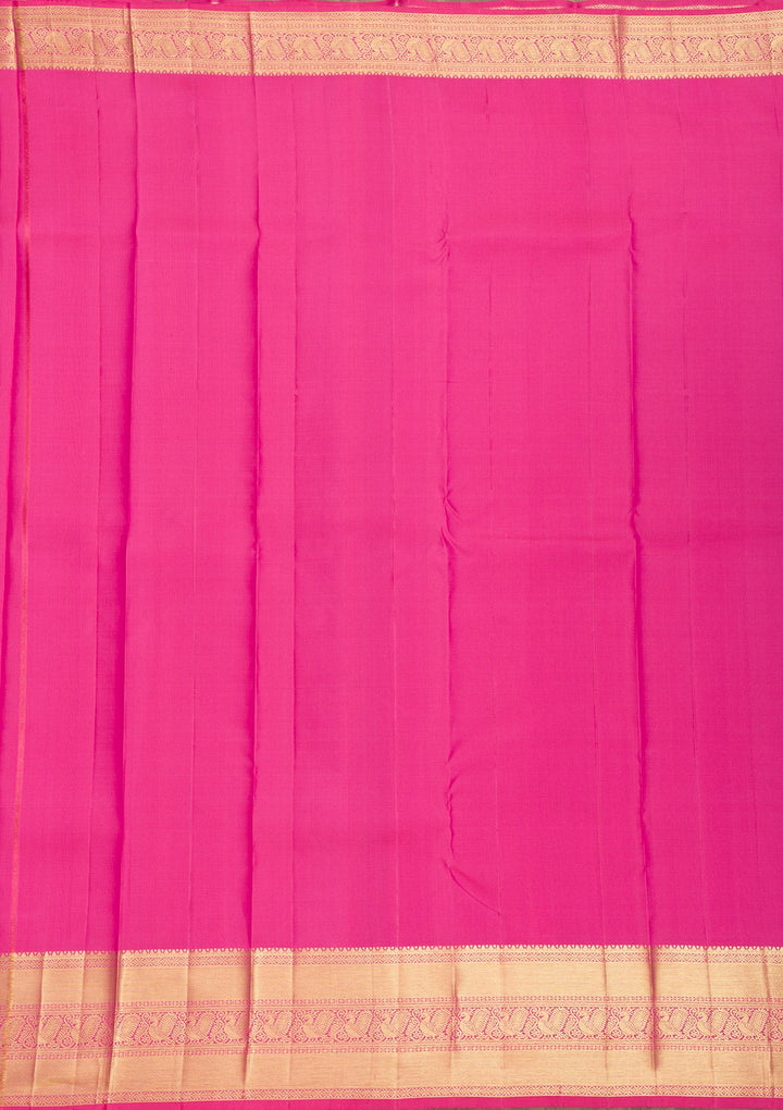Rani Pink Zariwork Pure Silk Saree-Koskii