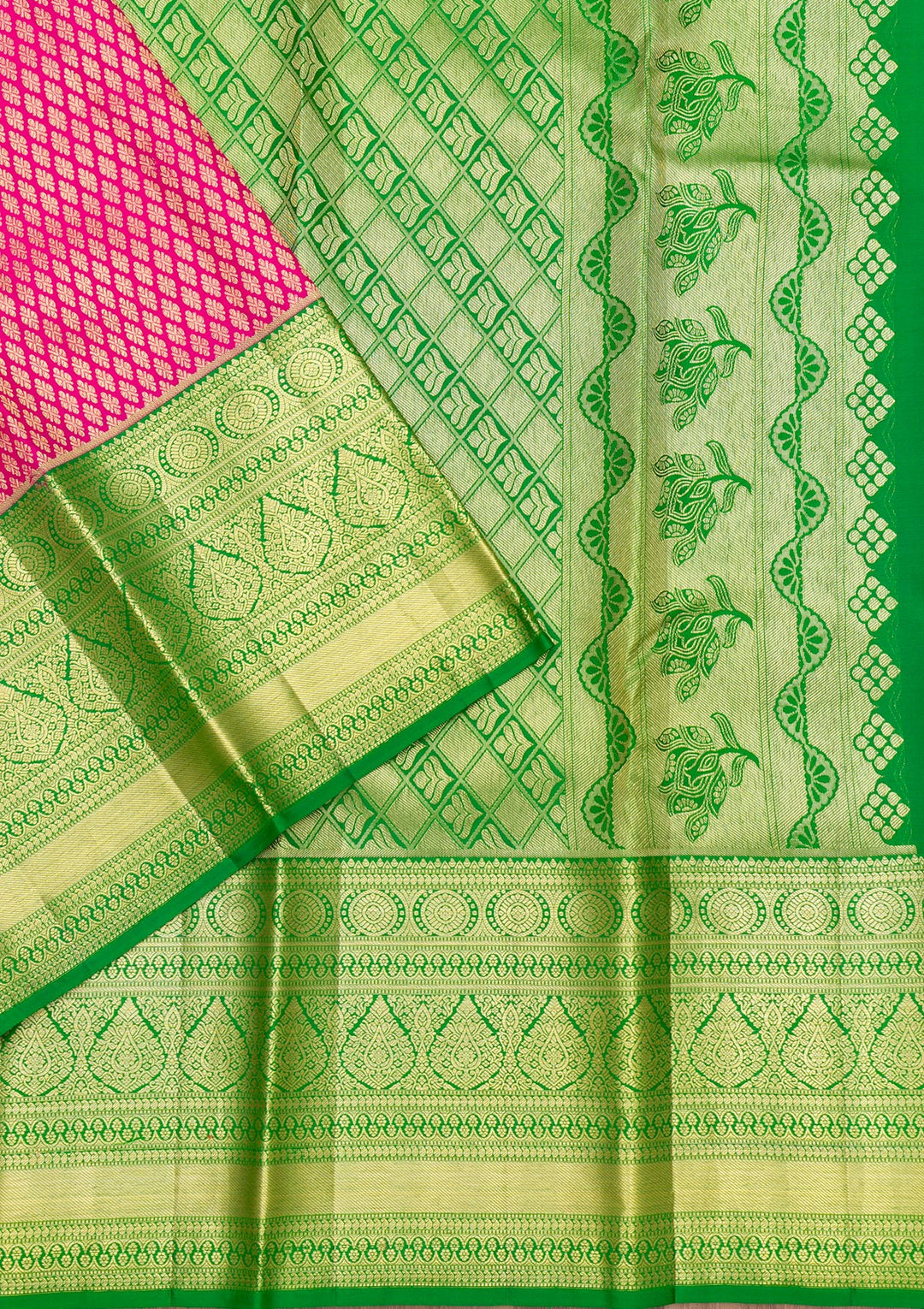 Rani Pink Zariwork Pure Silk Saree-Koskii