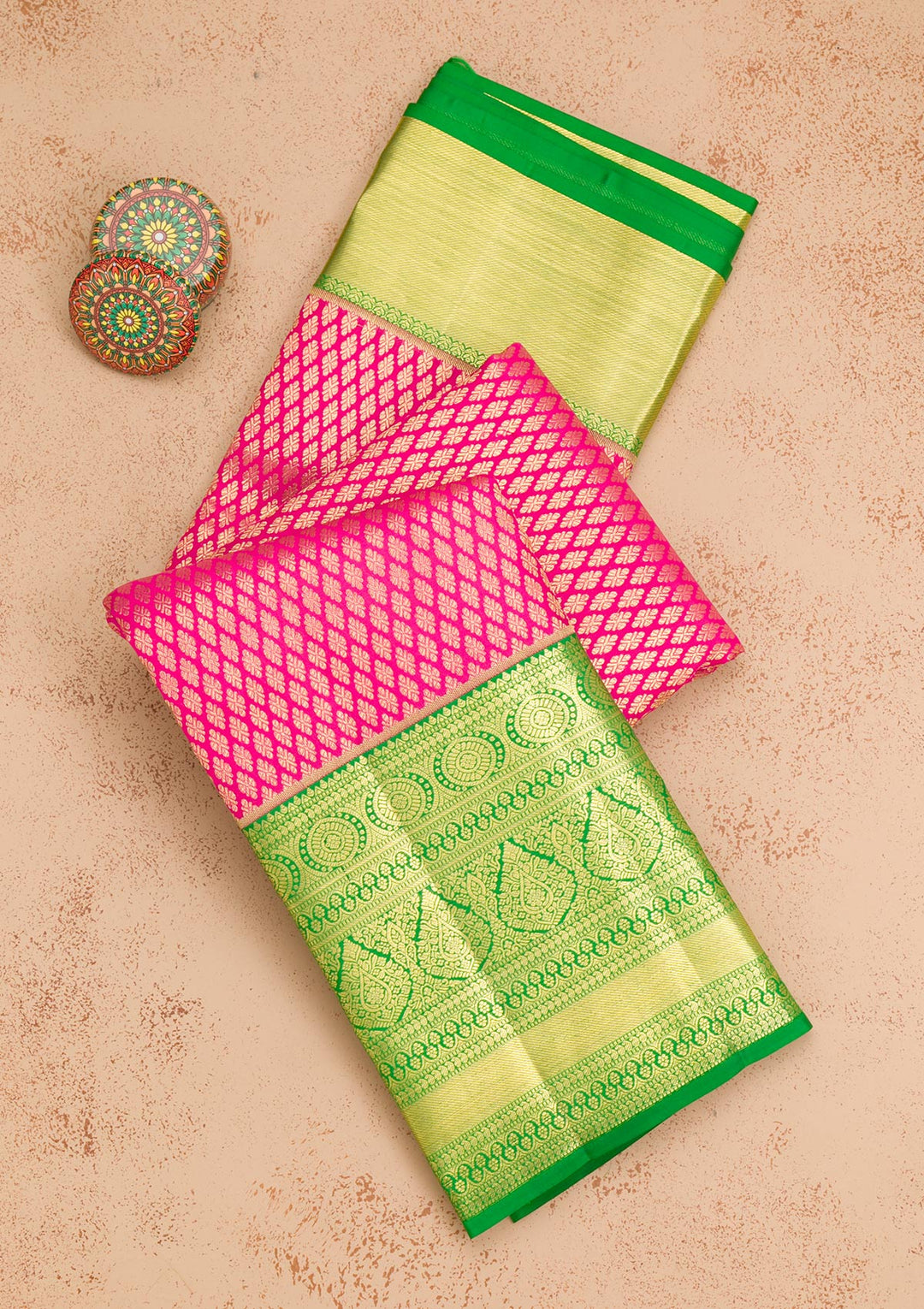 Rani Pink Zariwork Pure Silk Saree-Koskii