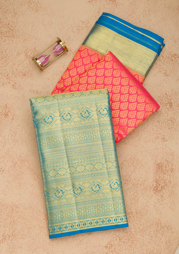 Rani Pink Zariwork Pure Silk Saree-Koskii