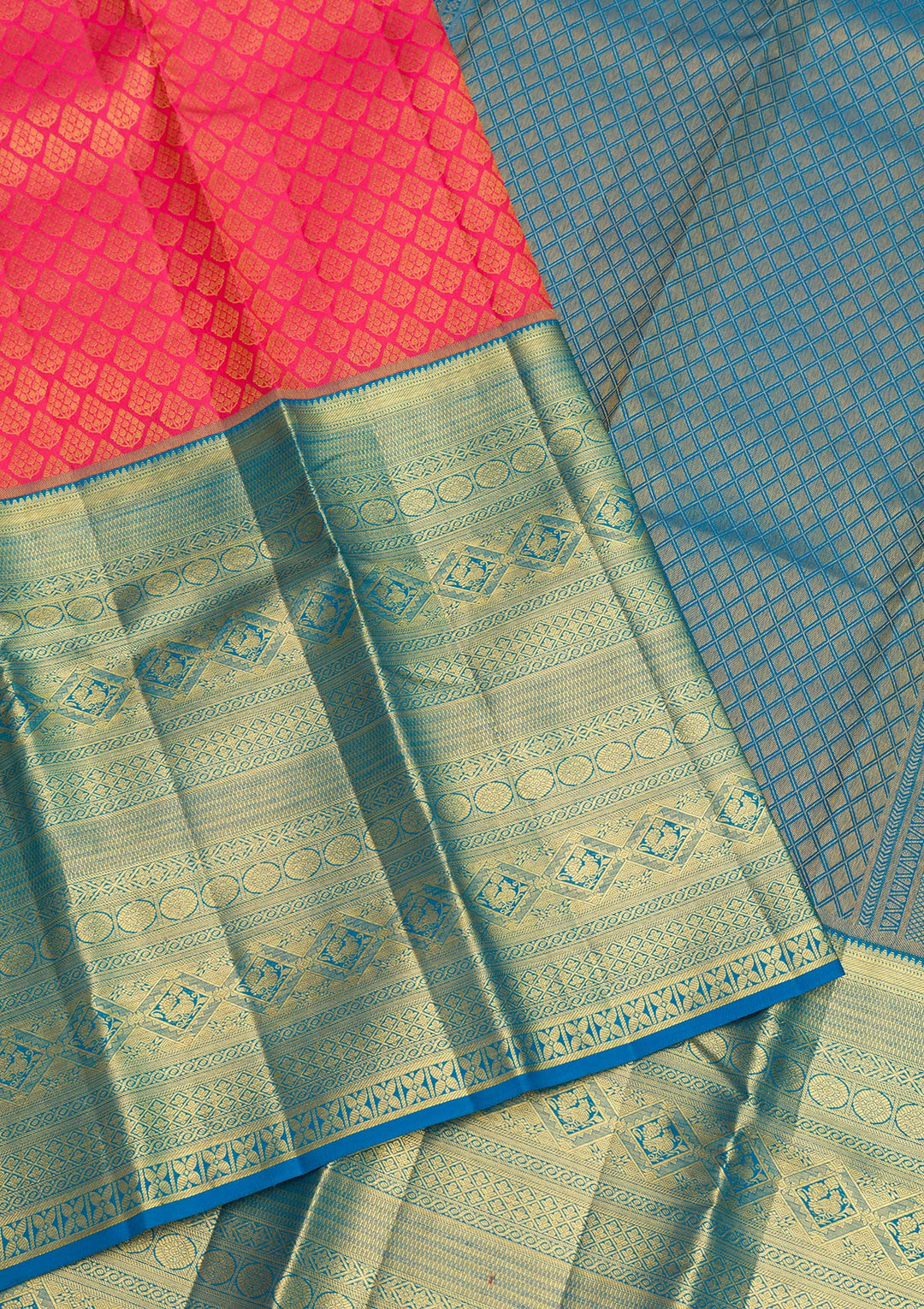 Rani Pink Zariwork Pure Silk Saree-Koskii