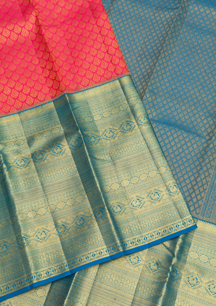 Rani Pink Zariwork Pure Silk Saree-Koskii