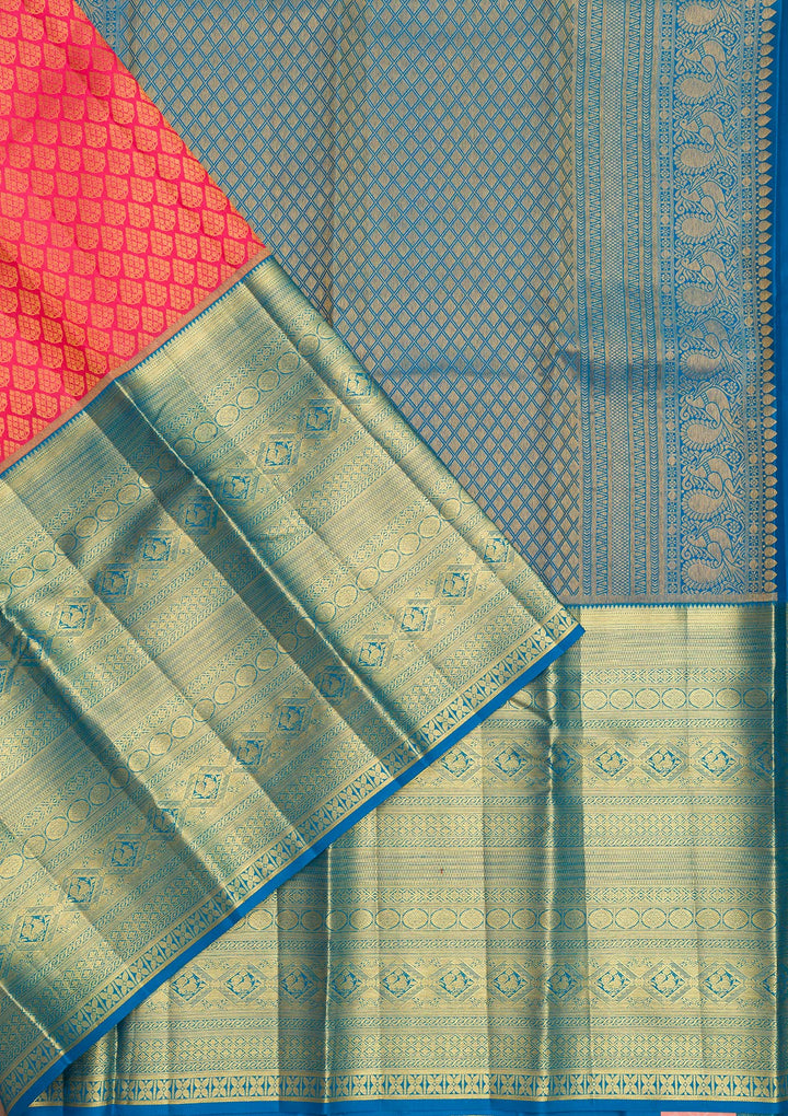 Rani Pink Zariwork Pure Silk Saree-Koskii