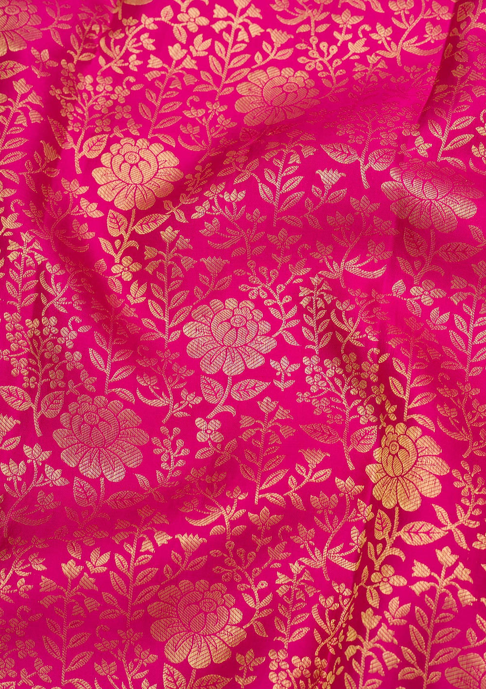 Rani Pink Zariwork Pure Silk Saree-Koskii