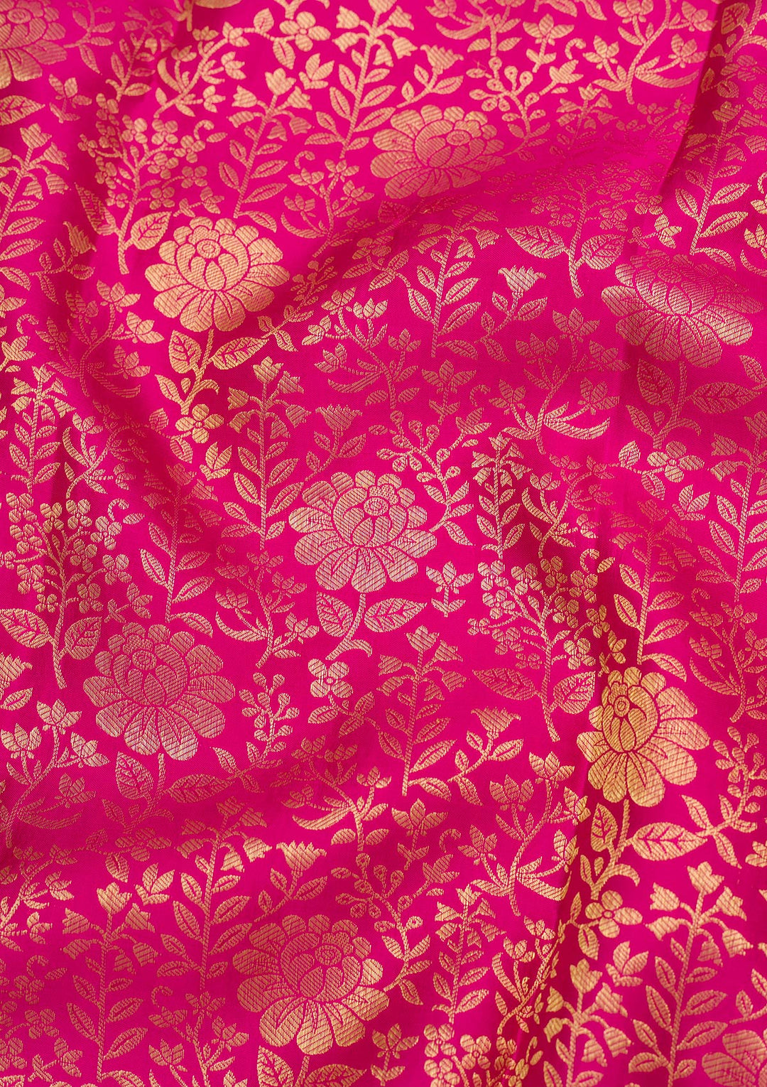 Rani Pink Zariwork Pure Silk Saree-Koskii