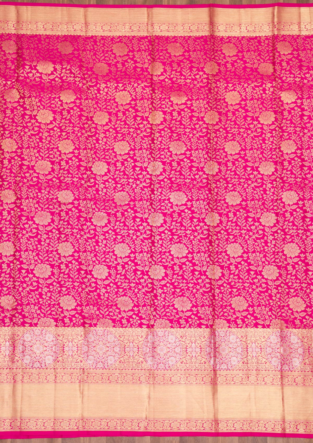 Rani Pink Zariwork Pure Silk Saree-Koskii