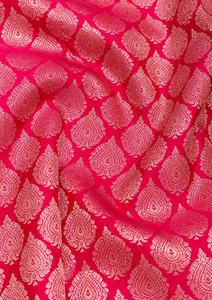 Rani Pink Zariwork Pure Silk Saree-Koskii