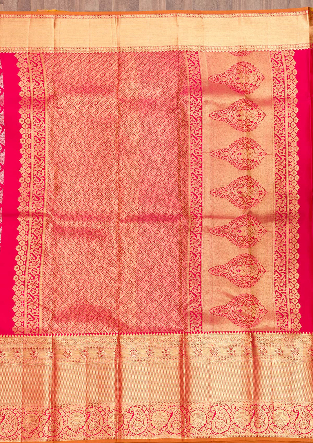 Rani Pink Zariwork Pure Silk Saree-Koskii
