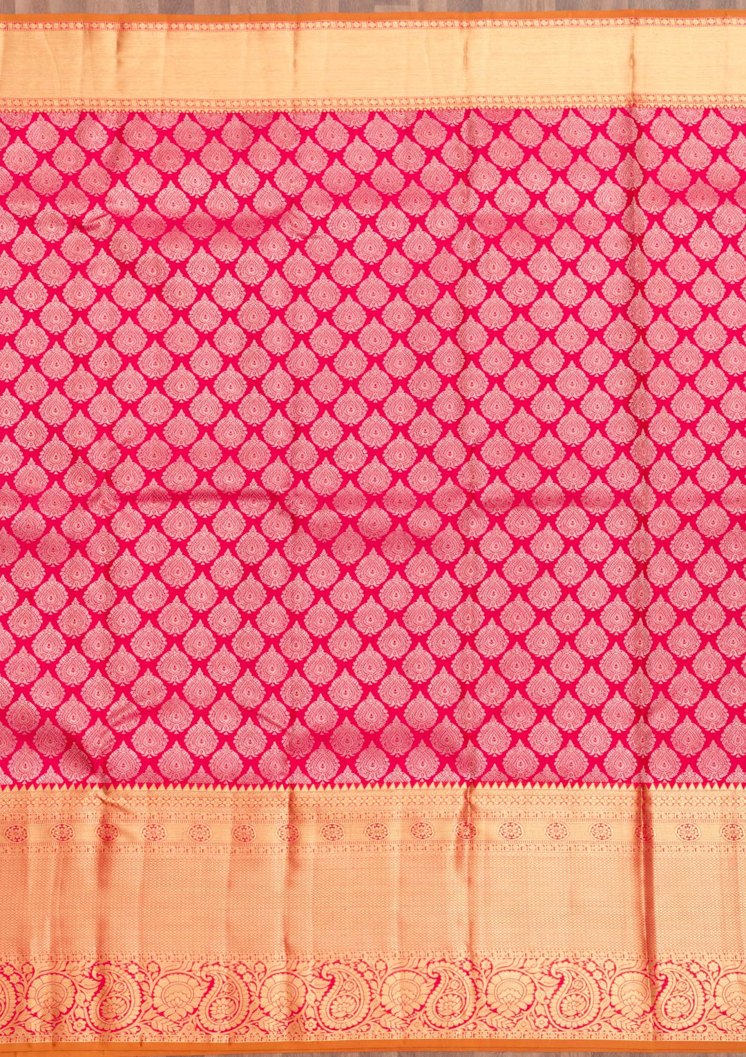 Rani Pink Zariwork Pure Silk Saree-Koskii
