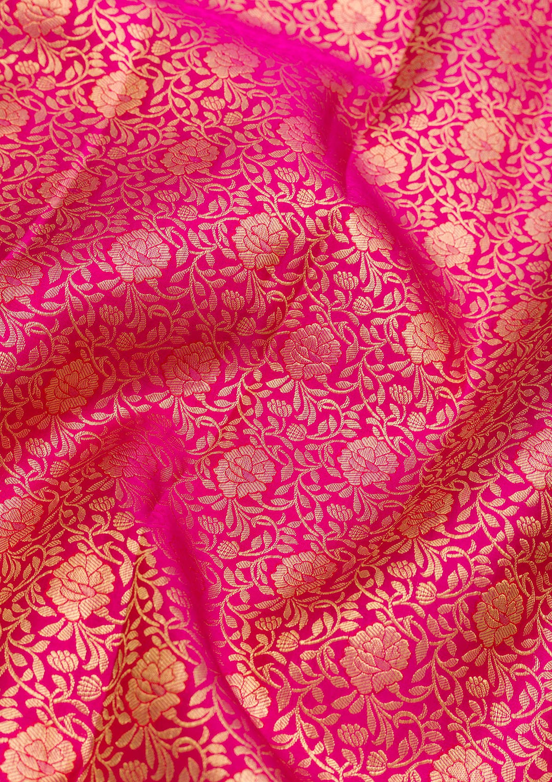 Rani Pink Zariwork Pure Silk Saree-Koskii