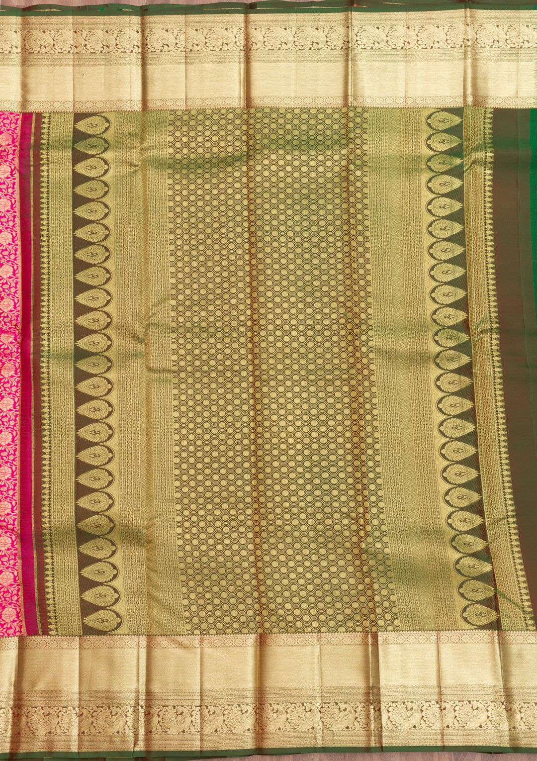 Rani Pink Zariwork Pure Silk Saree-Koskii