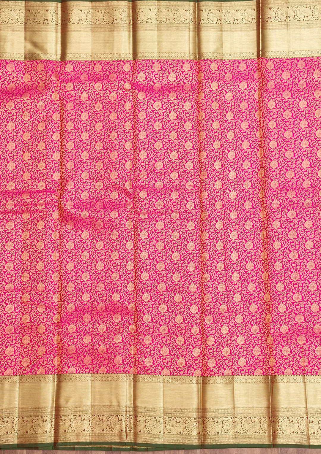 Rani Pink Zariwork Pure Silk Saree-Koskii