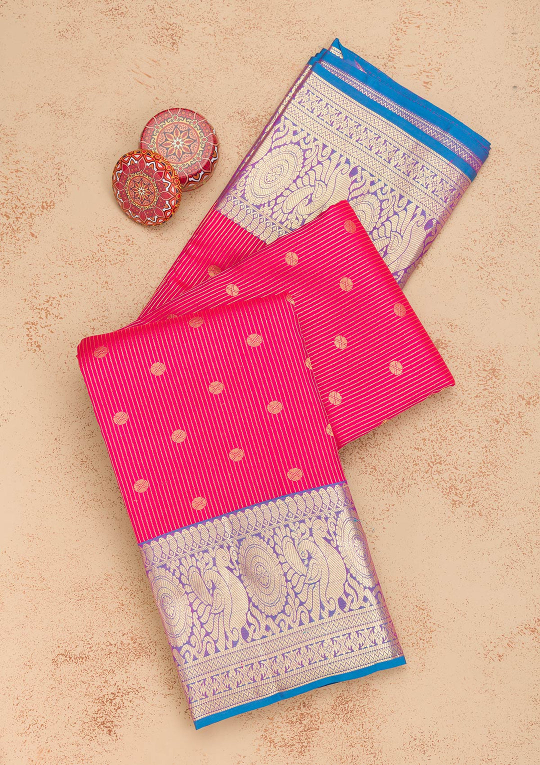 Rani Pink Zariwork Pure Silk Saree-Koskii