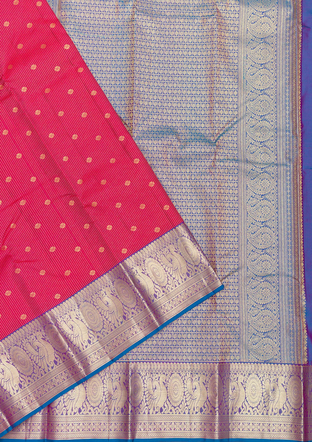 Rani Pink Zariwork Pure Silk Saree-Koskii