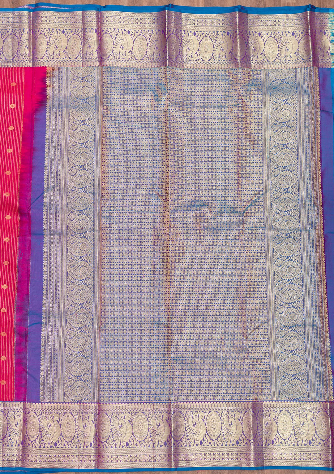 Rani Pink Zariwork Pure Silk Saree-Koskii