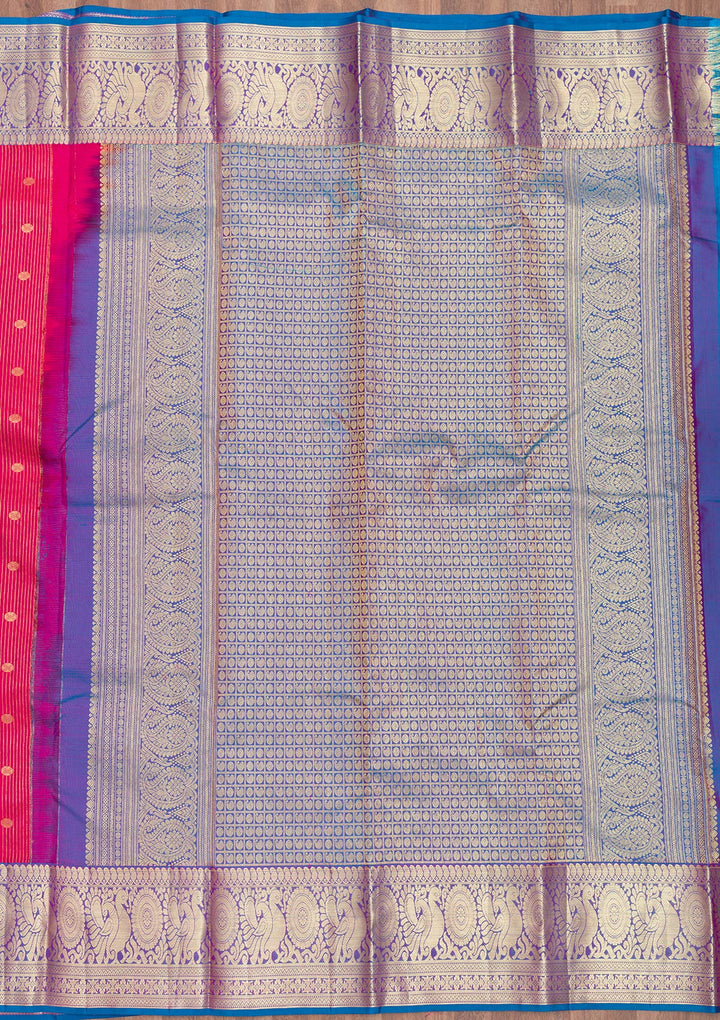 Rani Pink Zariwork Pure Silk Saree-Koskii