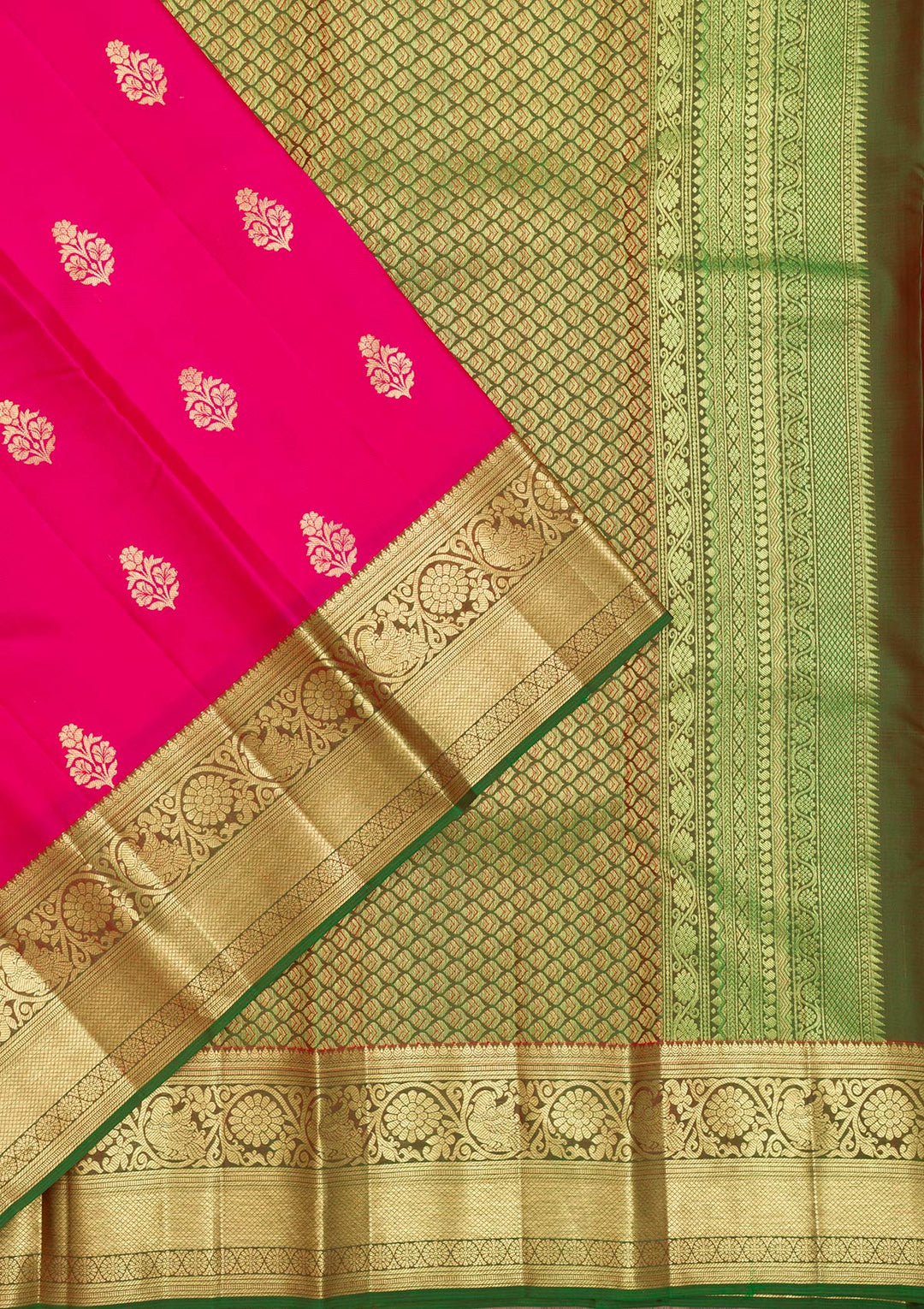 Rani Pink Zariwork Pure Silk Saree-Koskii