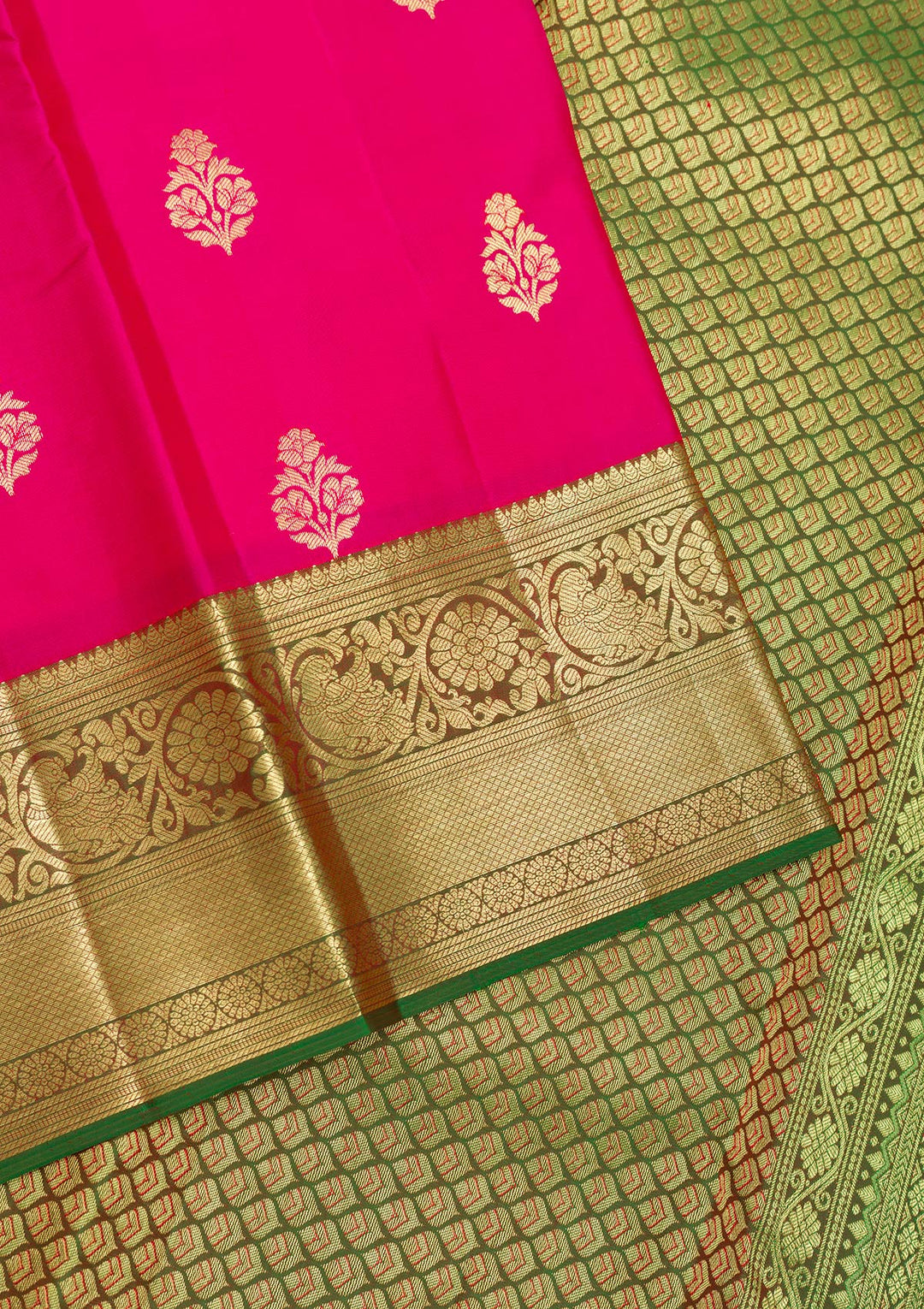 Rani Pink Zariwork Pure Silk Saree-Koskii