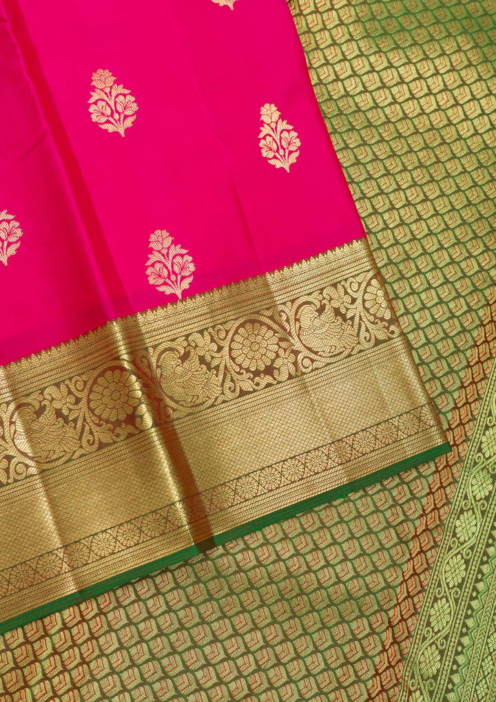 Rani Pink Zariwork Pure Silk Saree-Koskii