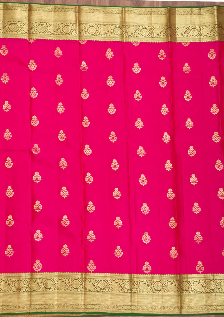 Rani Pink Zariwork Pure Silk Saree-Koskii
