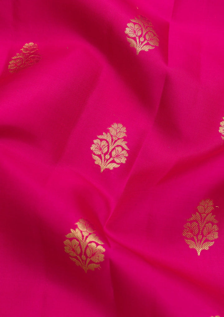 Rani Pink Zariwork Pure Silk Saree-Koskii