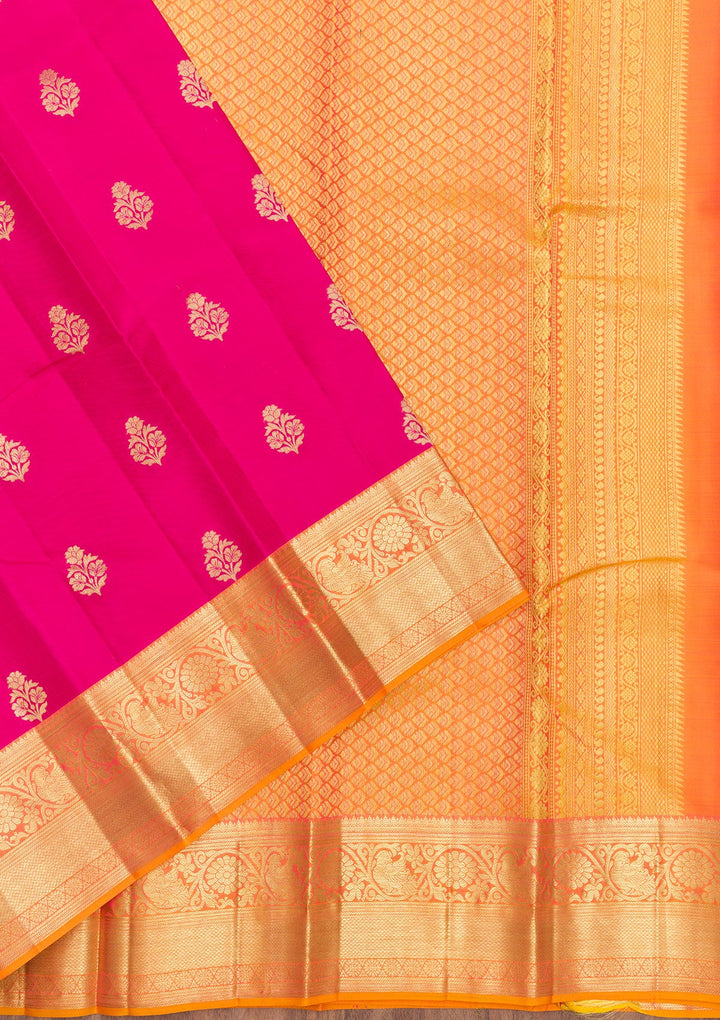 Rani Pink Zariwork Pure Silk Saree-Koskii
