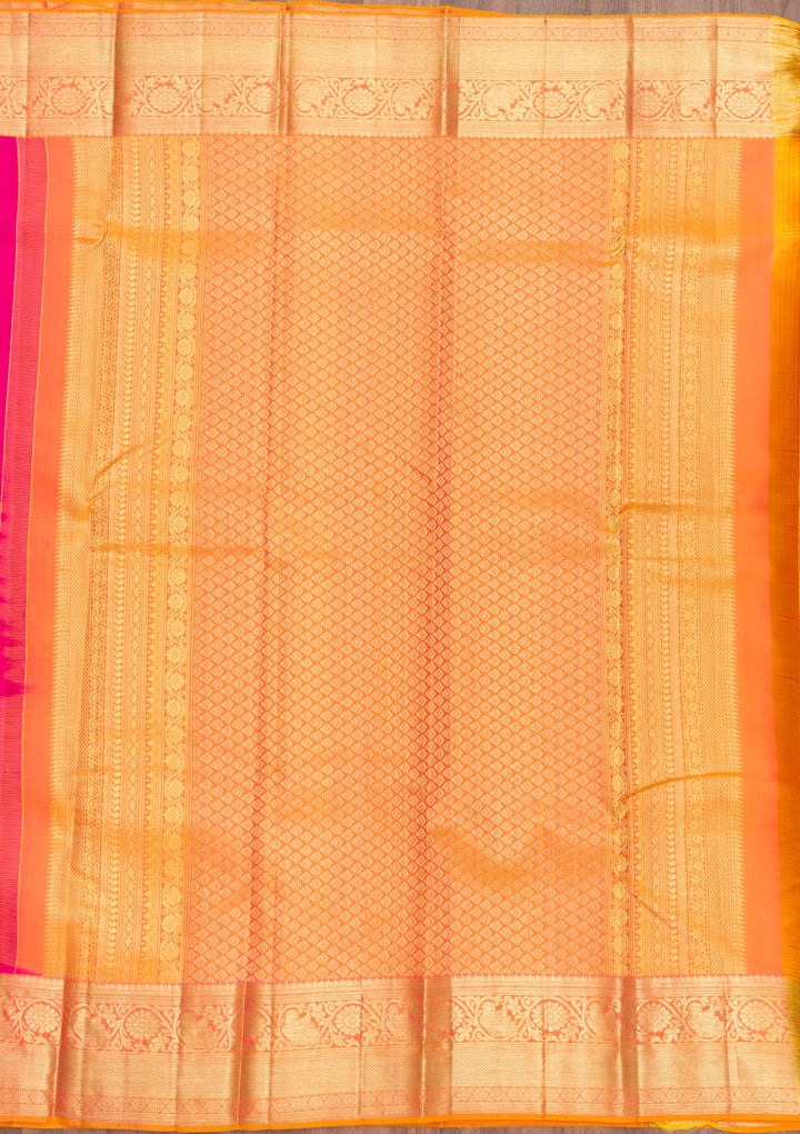 Rani Pink Zariwork Pure Silk Saree-Koskii