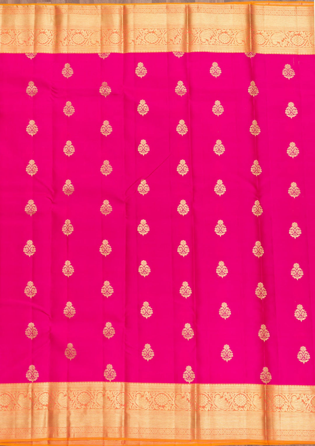 Rani Pink Zariwork Pure Silk Saree-Koskii