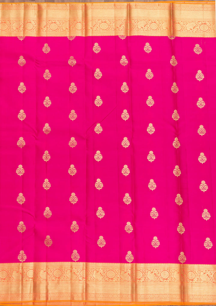 Rani Pink Zariwork Pure Silk Saree-Koskii