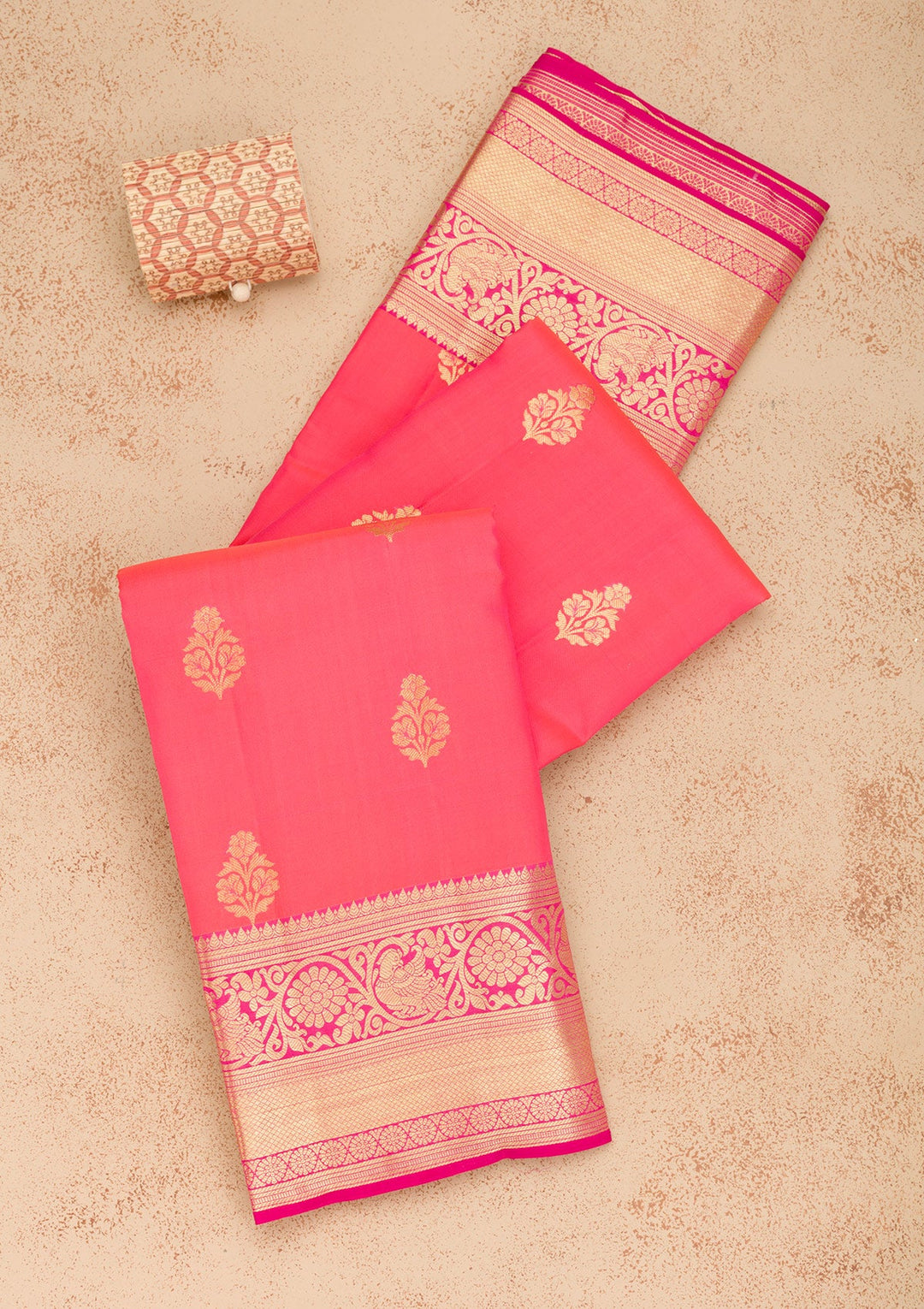 Rani Pink Zariwork Pure Silk Saree-Koskii
