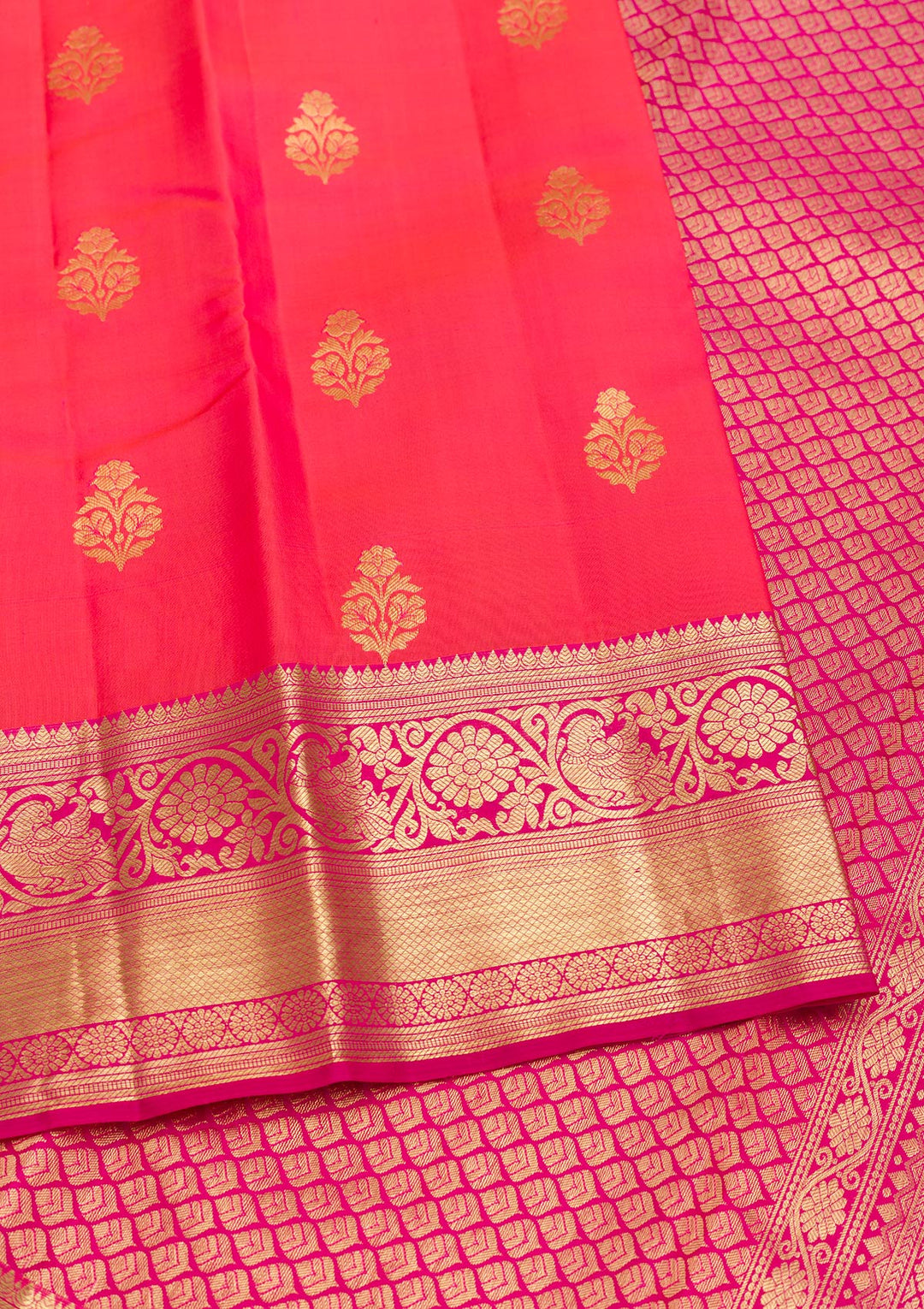 Rani Pink Zariwork Pure Silk Saree-Koskii