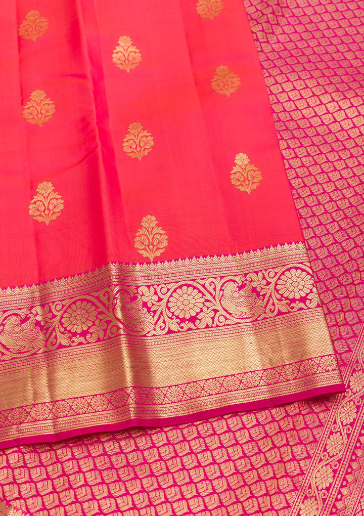 Rani Pink Zariwork Pure Silk Saree-Koskii