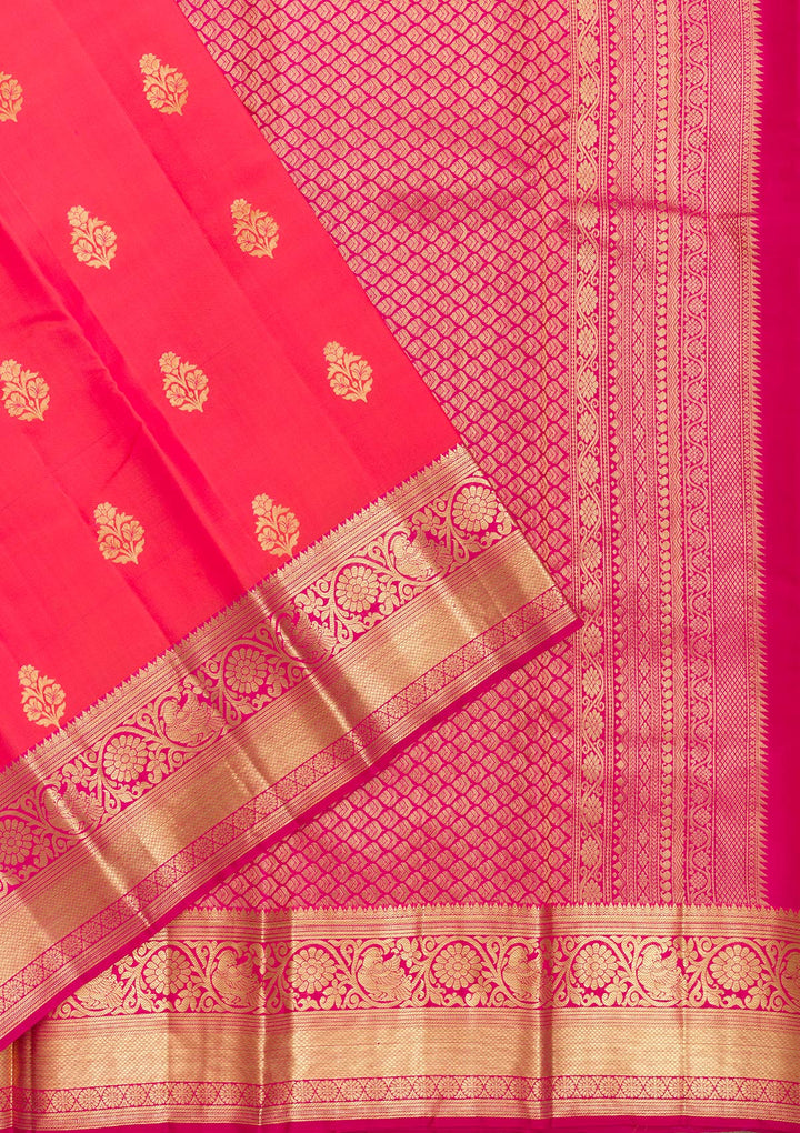 Rani Pink Zariwork Pure Silk Saree-Koskii
