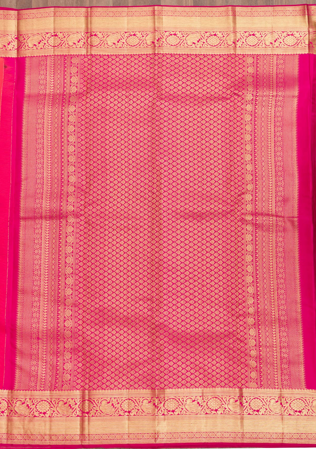 Rani Pink Zariwork Pure Silk Saree-Koskii