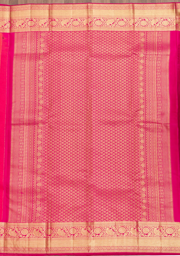 Rani Pink Zariwork Pure Silk Saree-Koskii