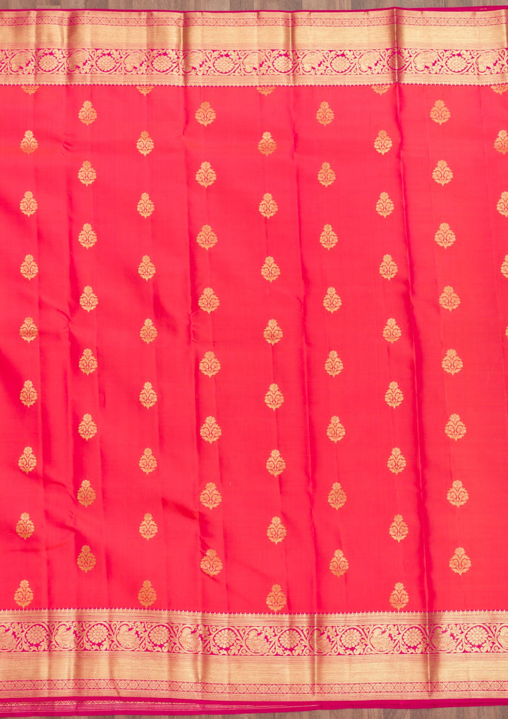 Rani Pink Zariwork Pure Silk Saree-Koskii