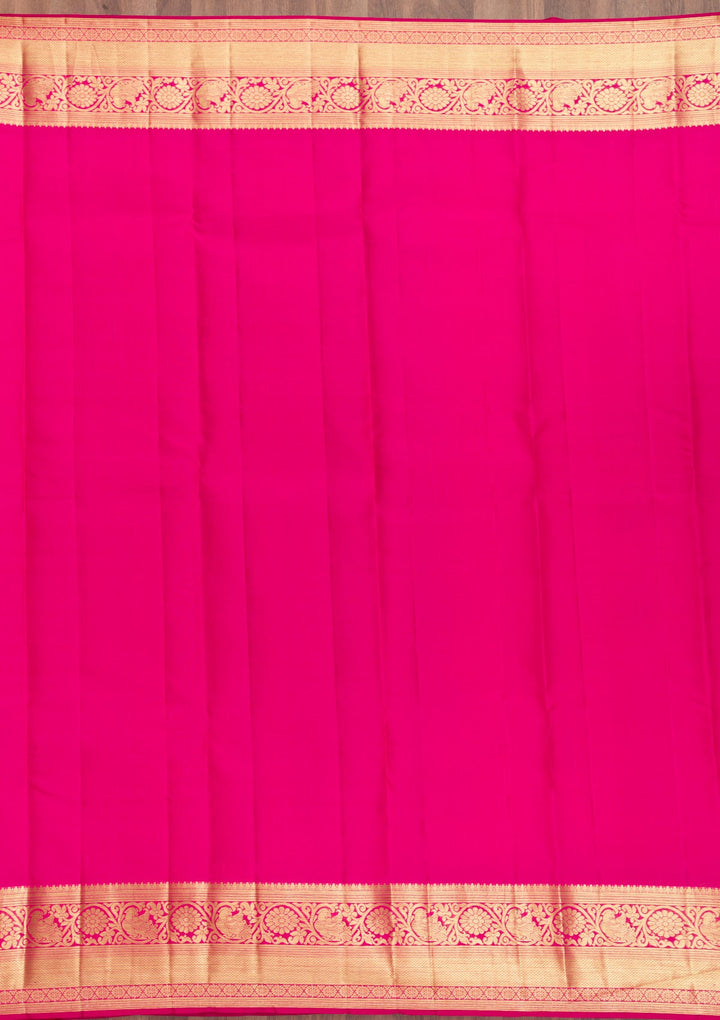 Rani Pink Zariwork Pure Silk Saree-Koskii