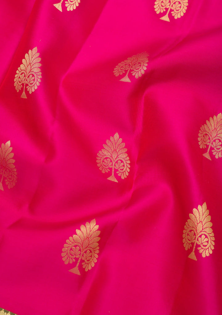 Rani Pink Zariwork Pure Silk Saree-Koskii
