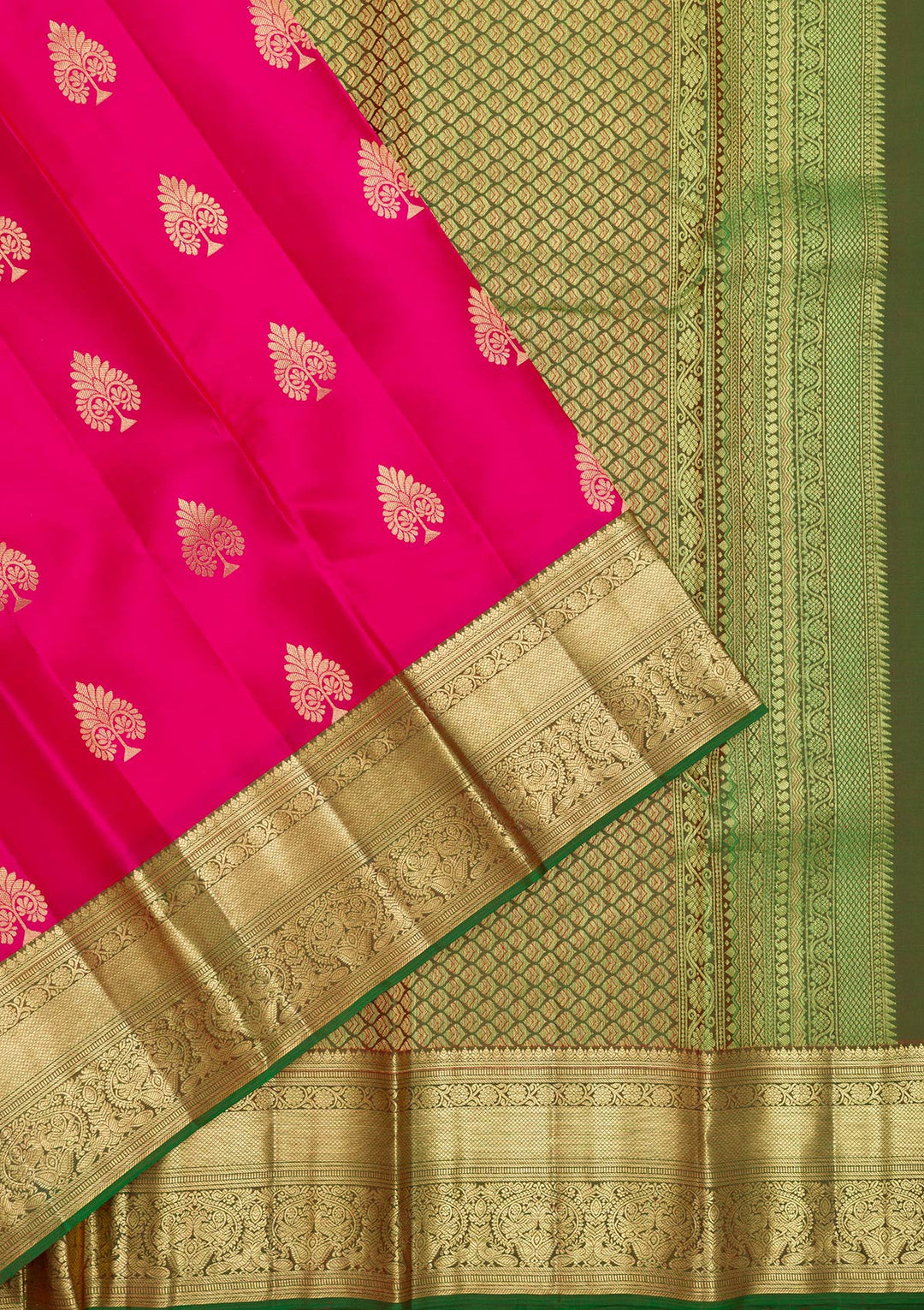 Rani Pink Zariwork Pure Silk Saree-Koskii